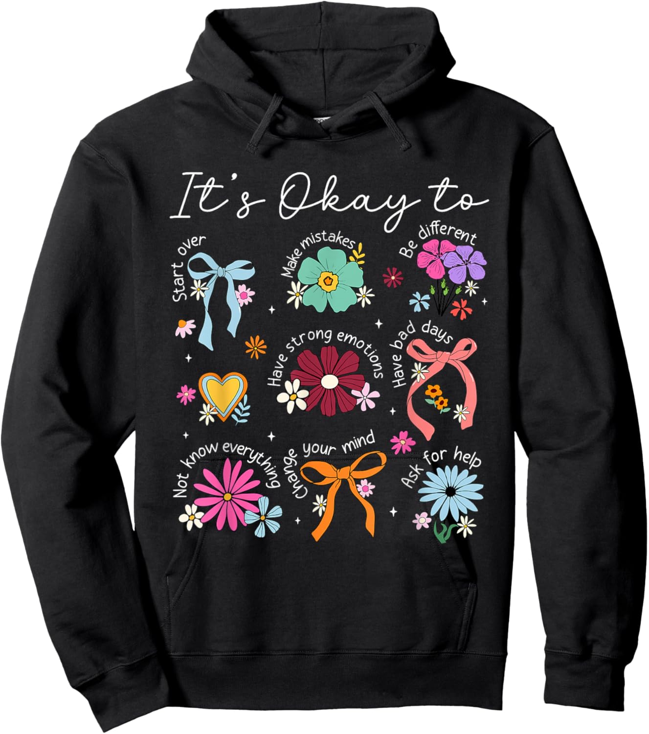 It's Okay to Make Mistakes Mental Health Awareness Support Hoodie - Hoodie | Black