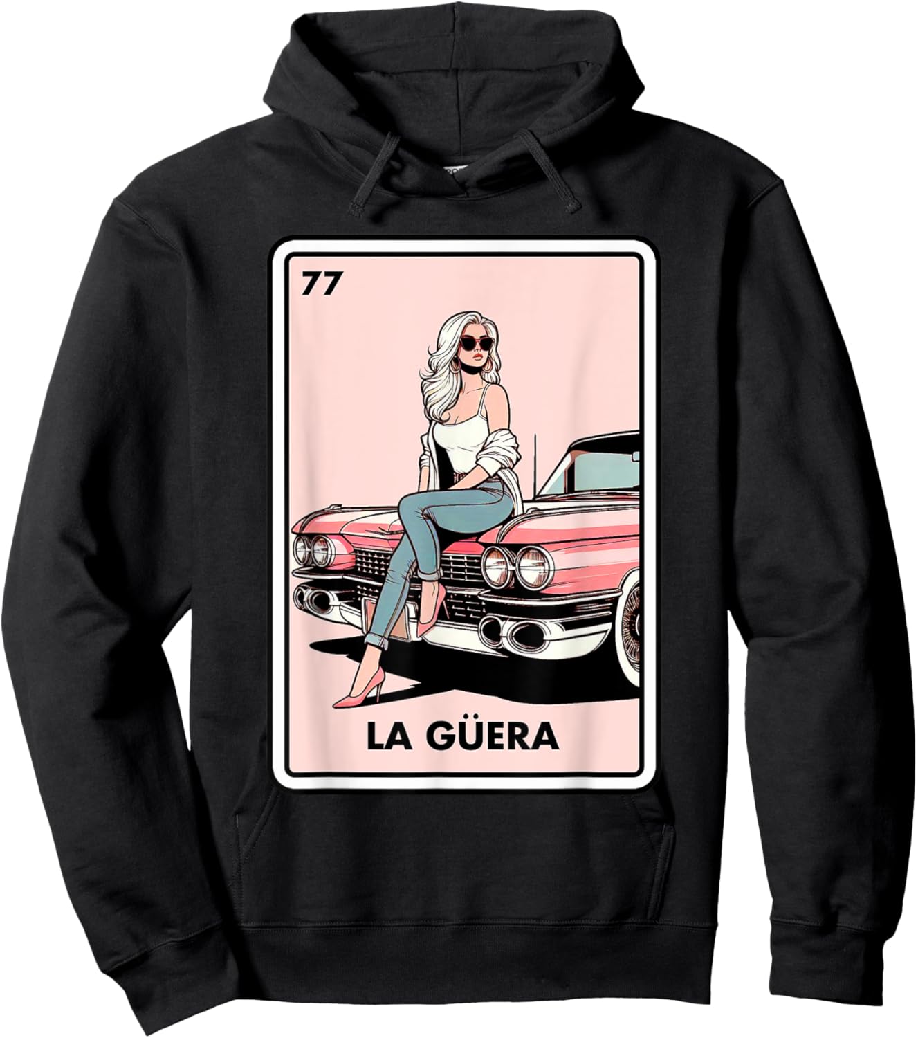Mexican Chicana Chingona Girls La Guera Mexican Bingo Card Hoodie - Hoodie | Black