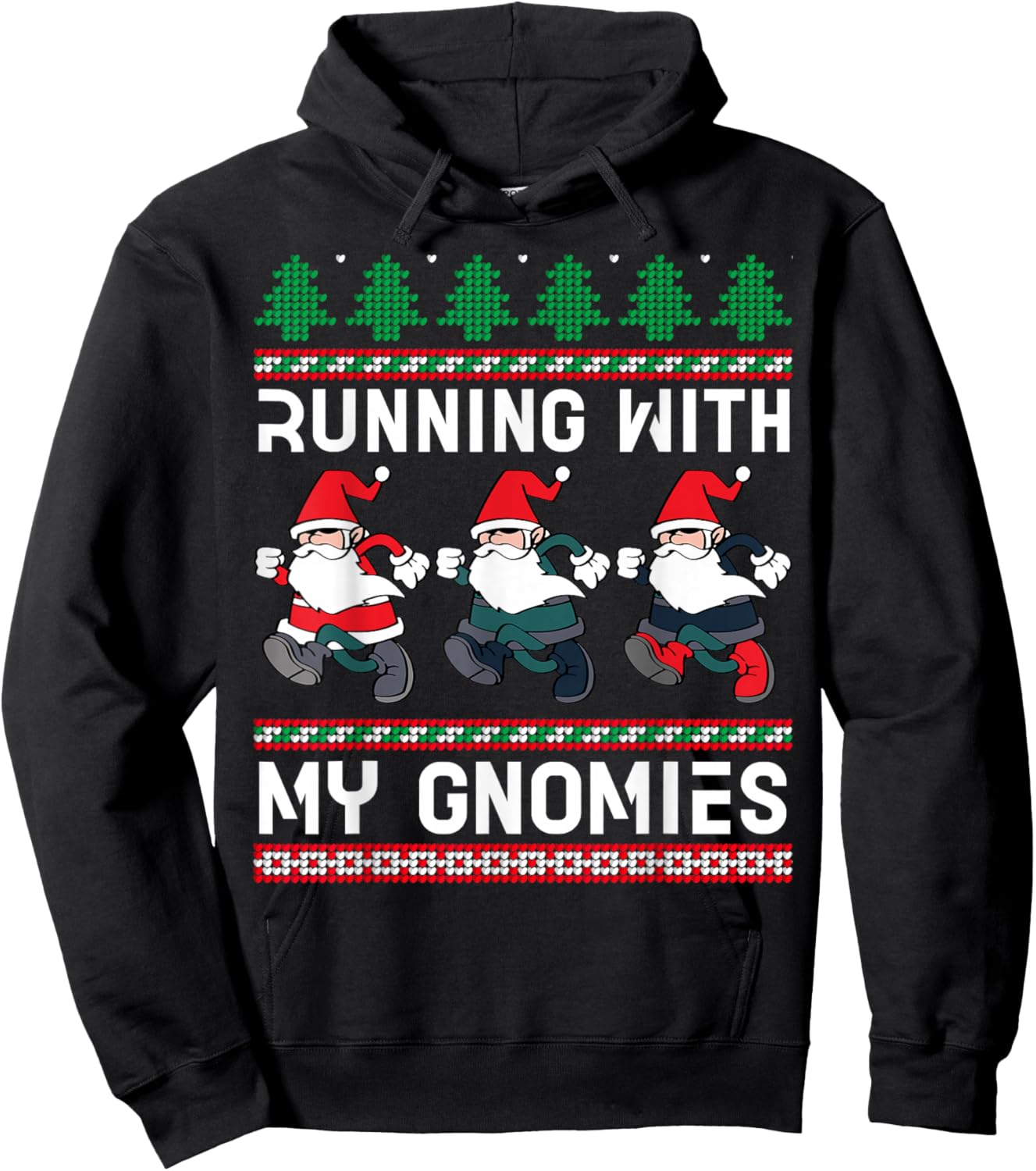 Running With My Gnomies 5K Fun Run Christmas Family Runner Hoodie - Hoodie | Black