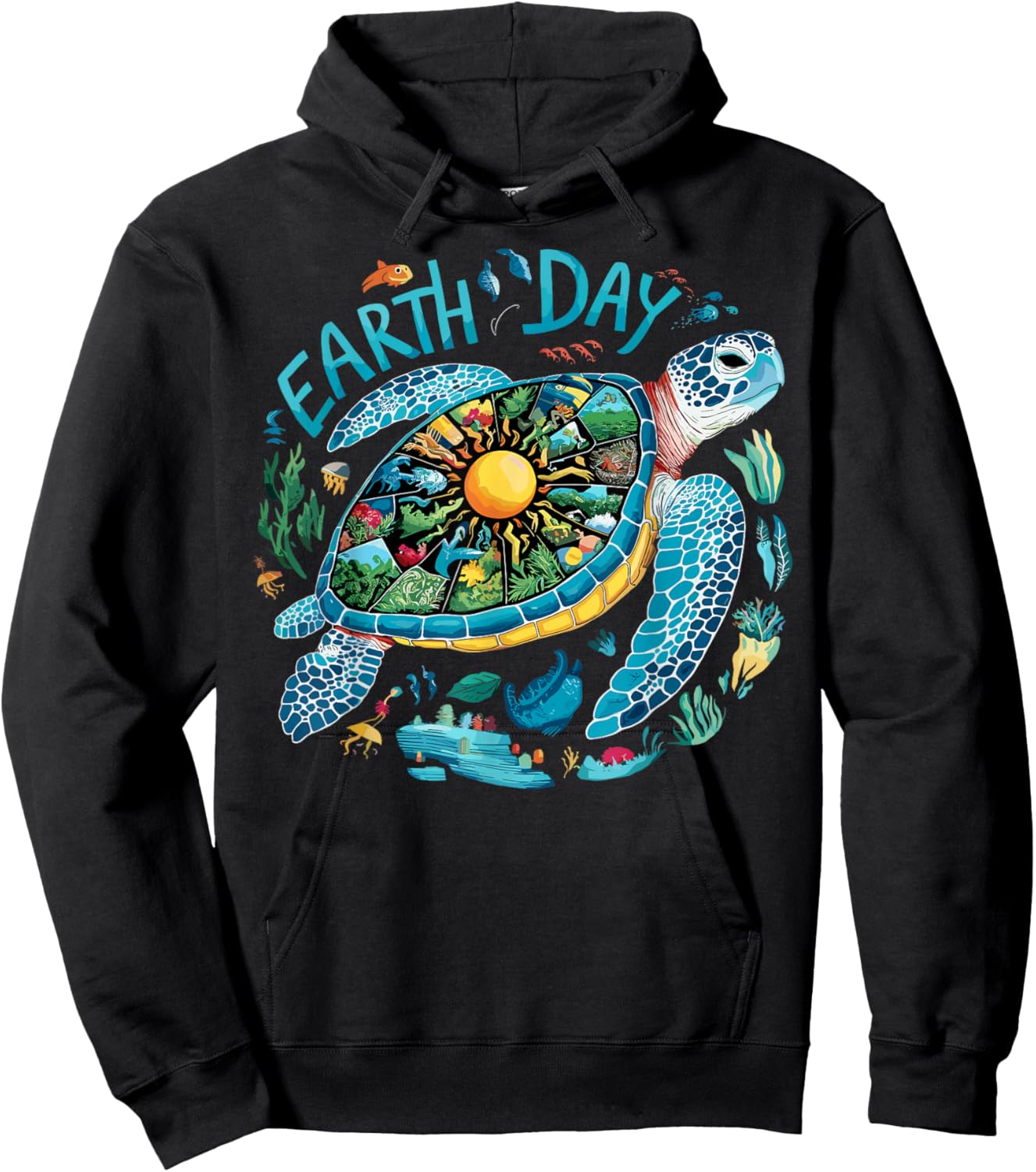 Earth Day Shirt Sea Turtle Save The Planet Women Men Natural Hoodie - Hoodie | Black