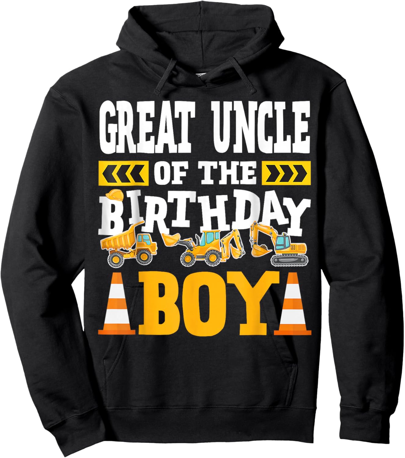 Great Uncle of The Birthday Boy Excavator Construction Truck Hoodie - Hoodie | Black
