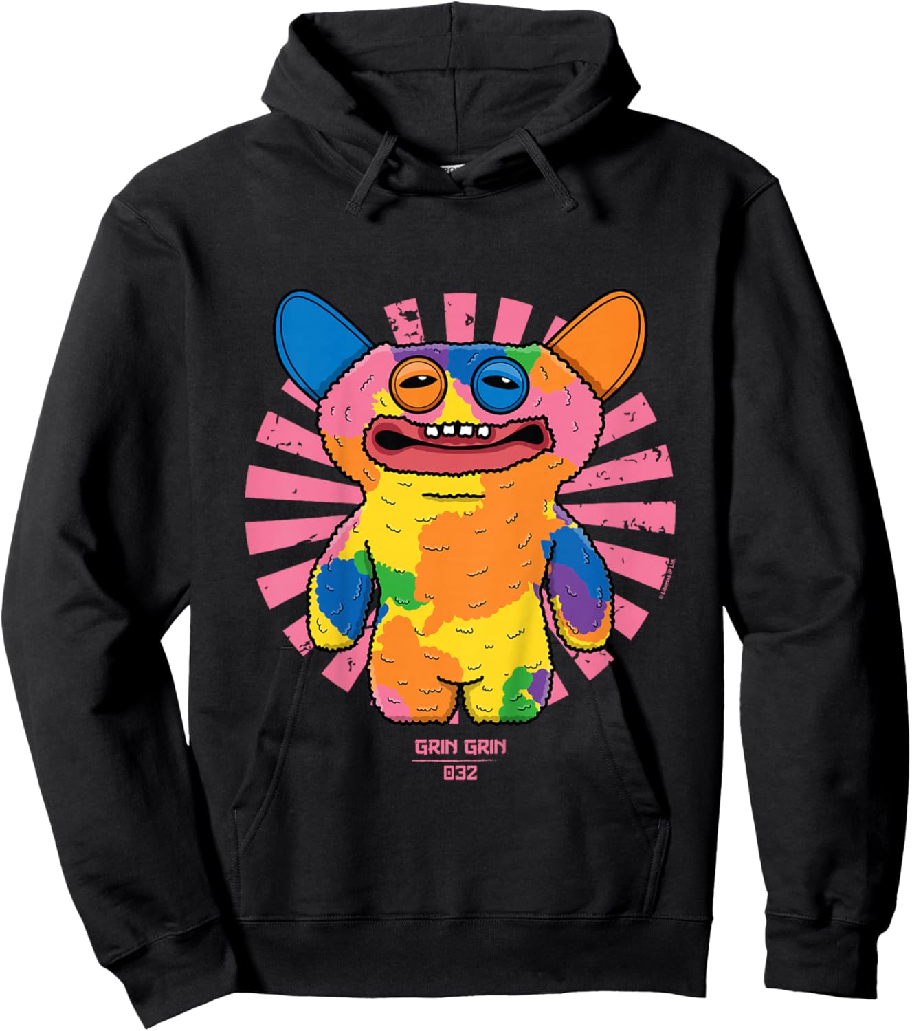 Fuggler Grin Grin Snuggler Retro Japanese Text Kids Hoodie - Hoodie | Black