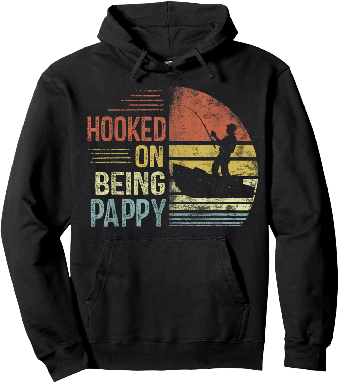 Hooked On Being Pappy Fishing Gifts Pappy Father's Day Hoodie - Hoodie | Black