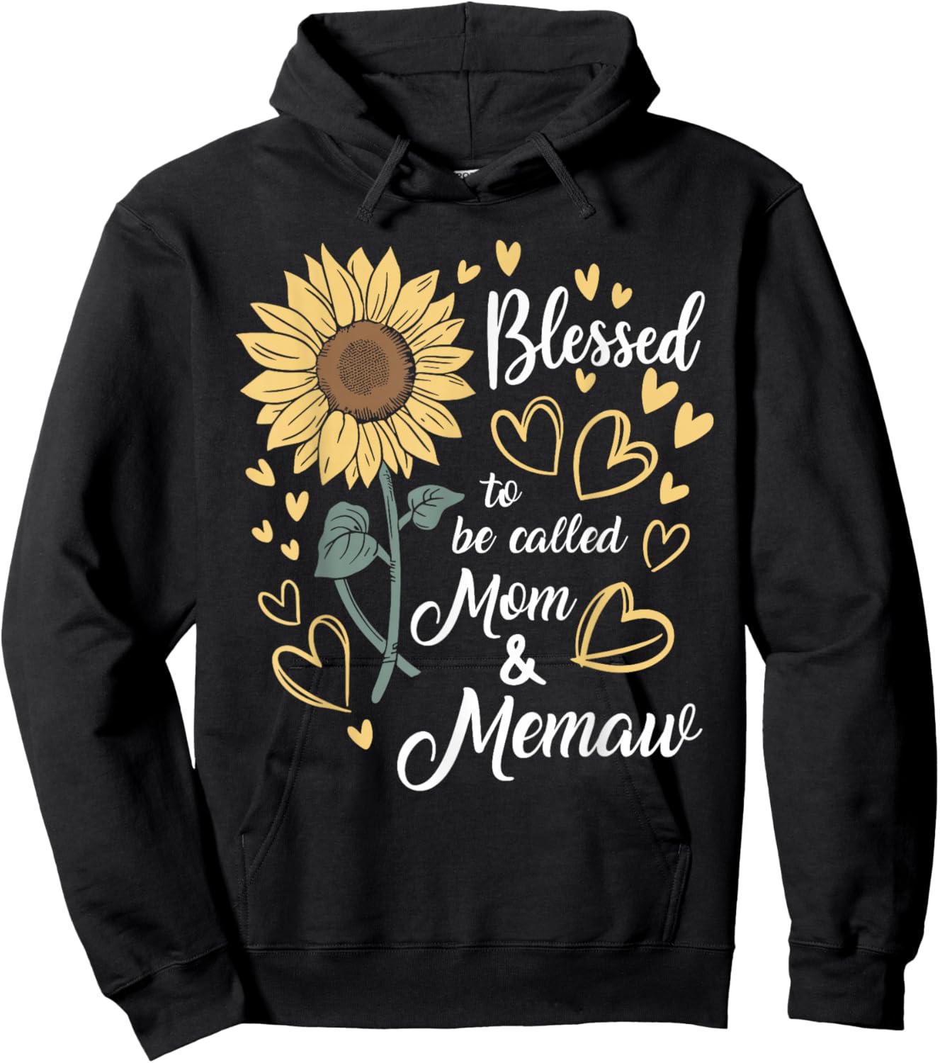 Blessed To Be Called Mom & Memaw Sunflower Hoodie - Hoodie | Black