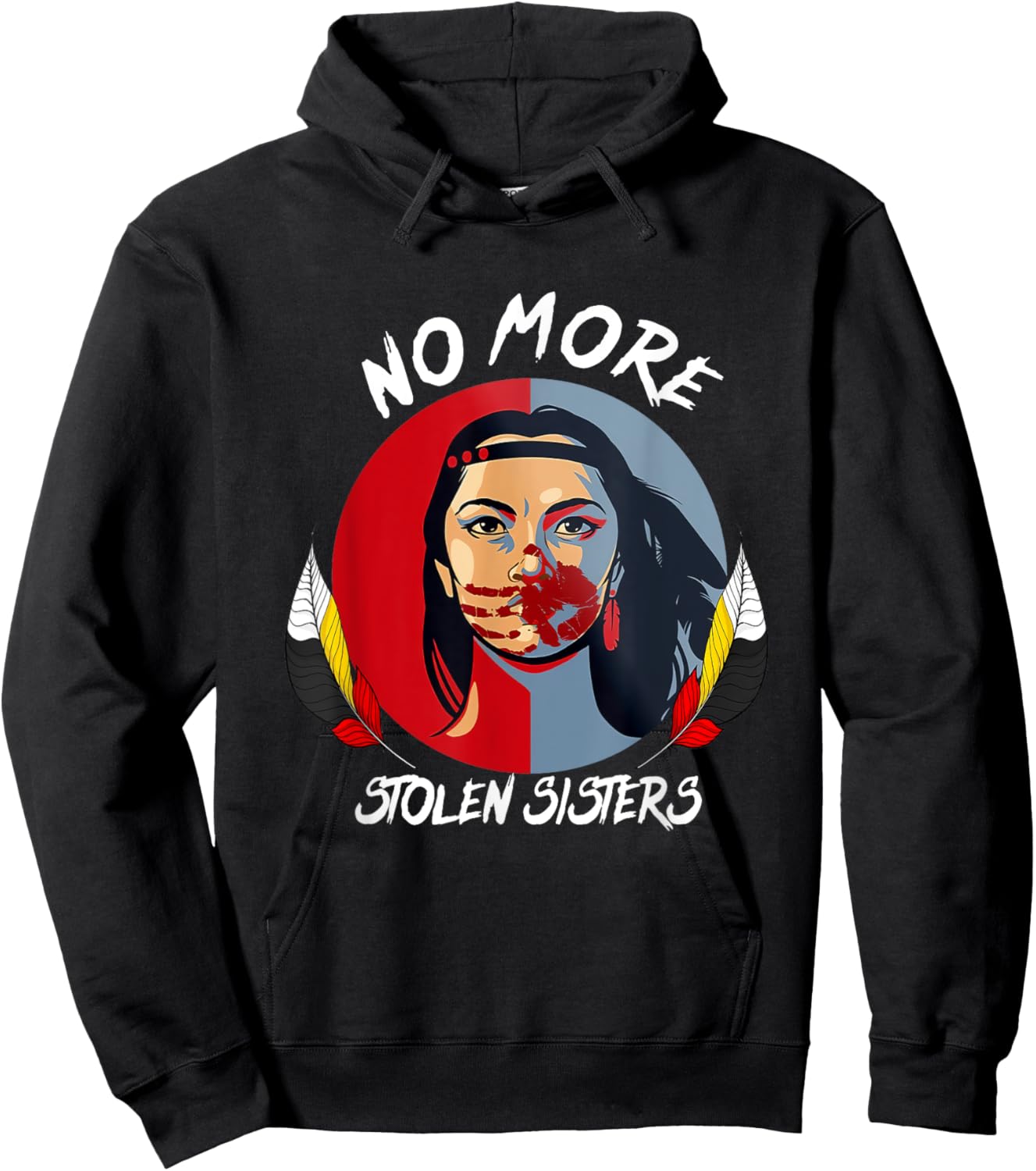 No More Stolen Sister MMIW Indigenous Red Hand Hoodie - Hoodie | Black