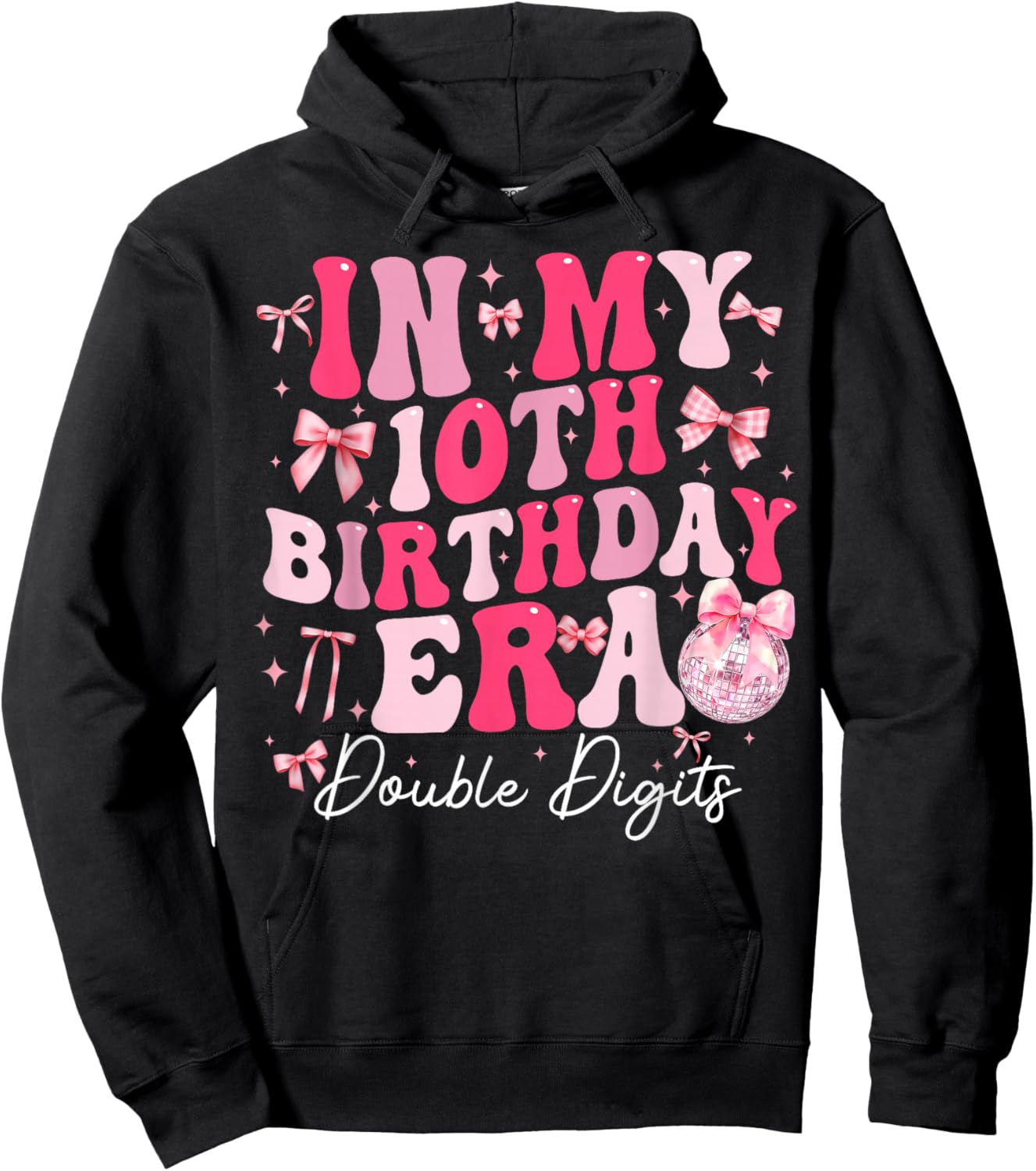 in My 10th Birthday Girl Era Coquette Bow 10 Year Old Kids Hoodie - Hoodie | Black