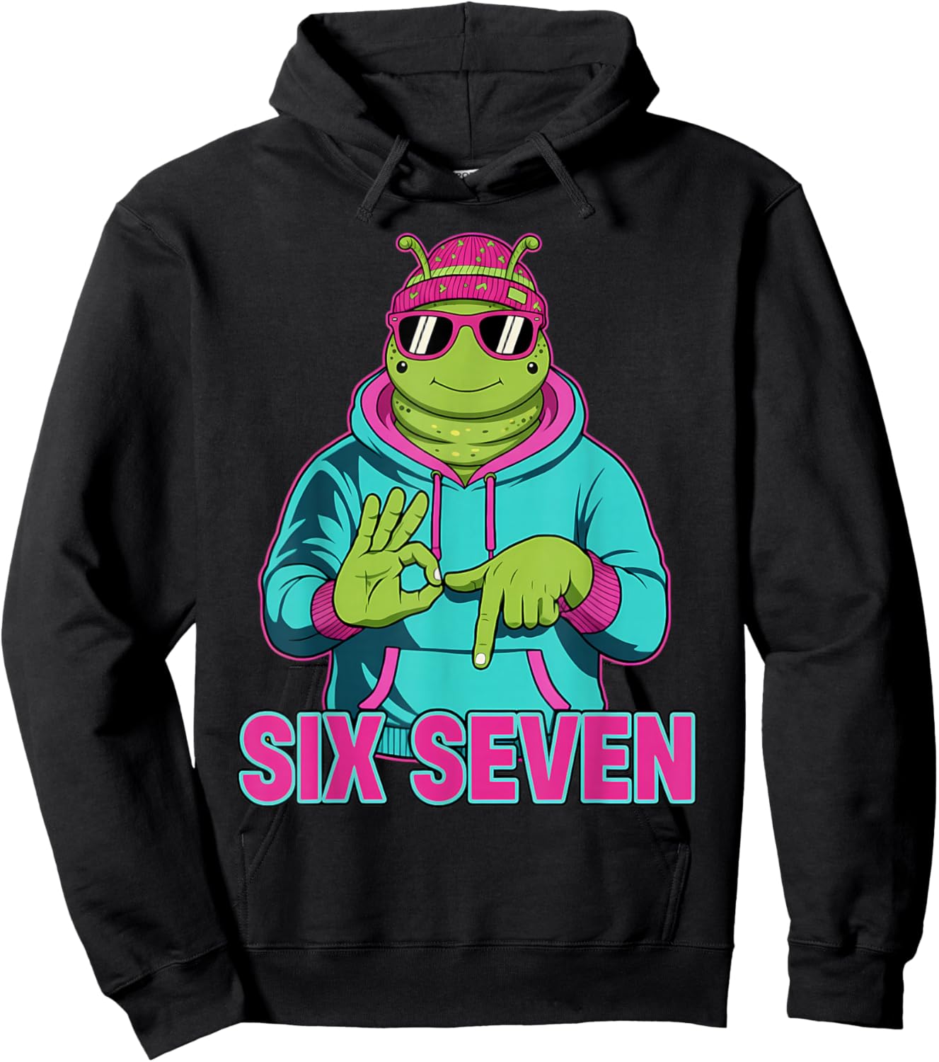 Six Seven Meme Cute Caterpillar 67 Funny Gen Z Apha Slang Hoodie - Hoodie | Black