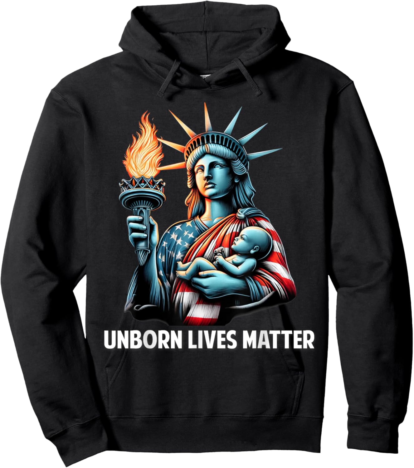 Patriotic American Unborn Lives Matter Pro-Life Catholic Men Hoodie - Hoodie | Black
