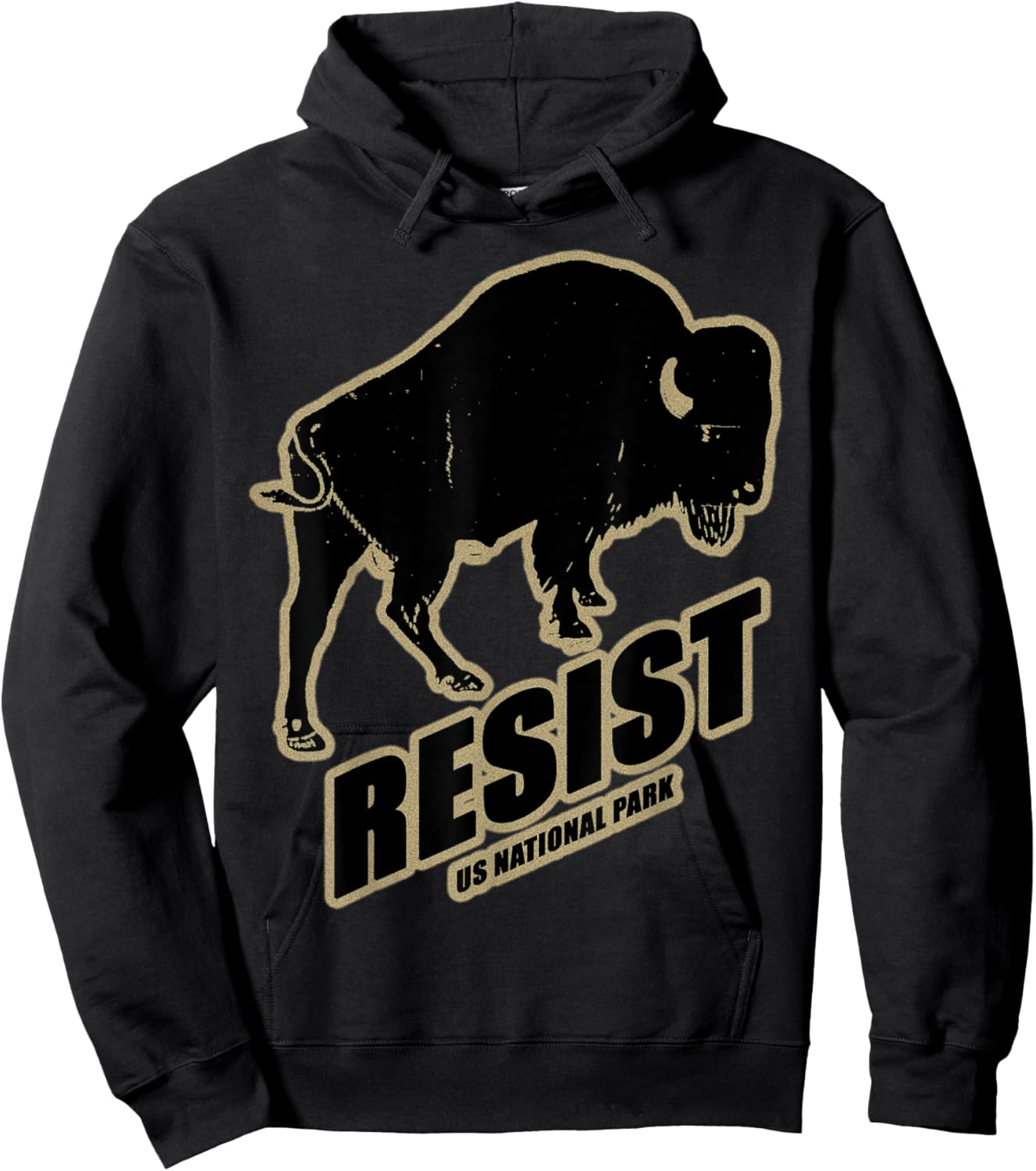 US National Park Resist Service Bison Buffalo Vintage Hoodie - Hoodie | Black