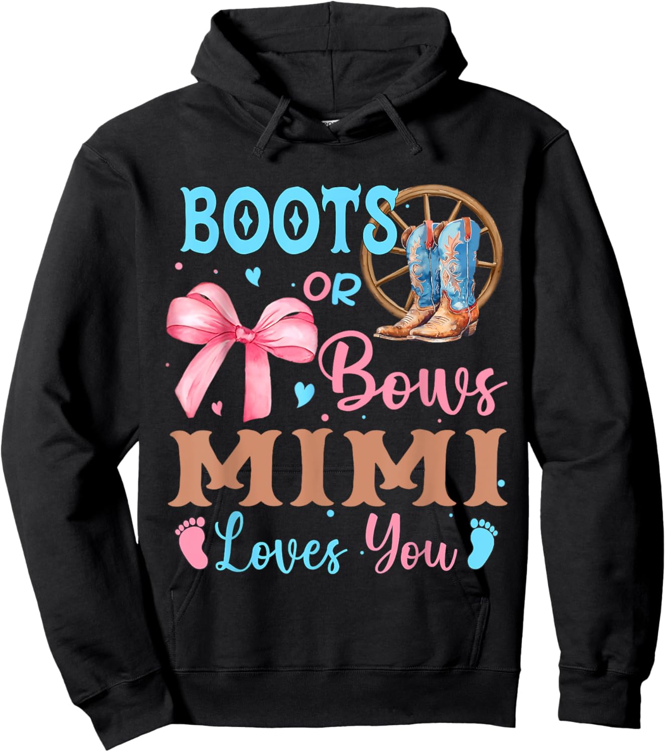 Boots or Bows Gender Reveal Decorations Mimi Loves You Hoodie - Hoodie | Black