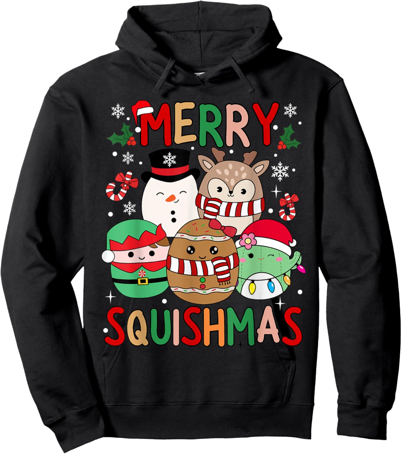 Squish Squad Merry Christmas Great Gifts Cute for Kids Woman Hoodie - Hoodie | Black