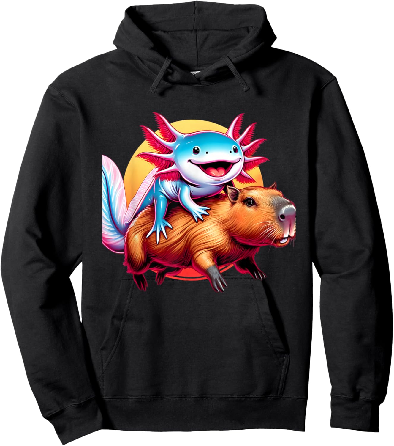 Funny Capybara Men Women Kids Boys Axolotl Lover Hoodie - Hoodie | Black