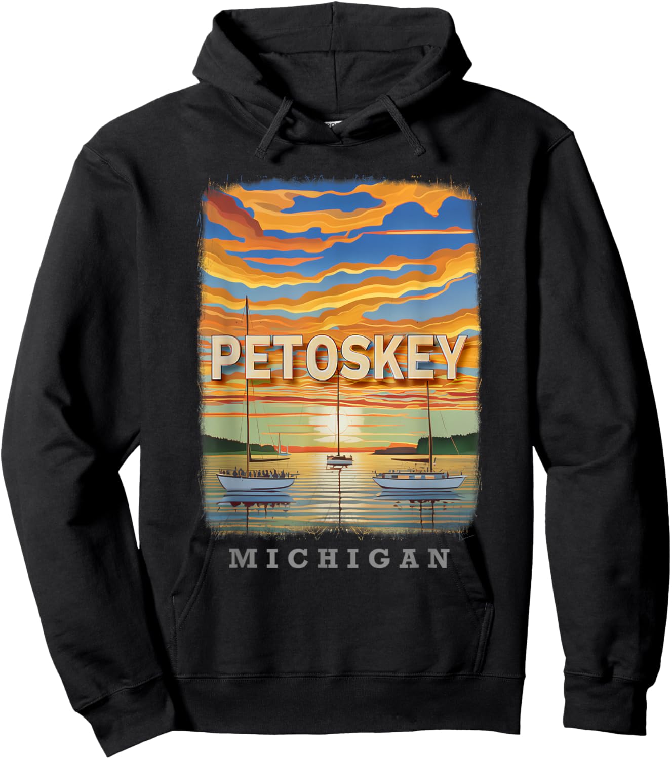 Petoskey Michigan MI Crystal Coastline SD166 Hoodie - Hoodie | Black