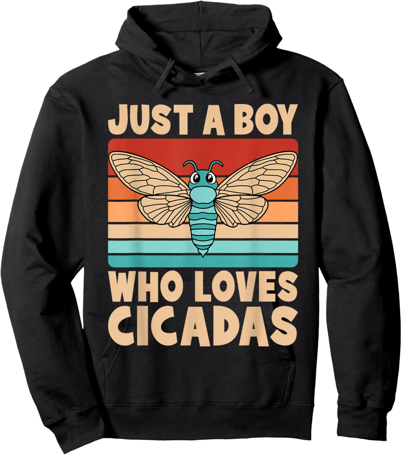Just A Boy Who Loves Cicadas Funny Cicada Insect Boys Kids Hoodie - Hoodie | Black