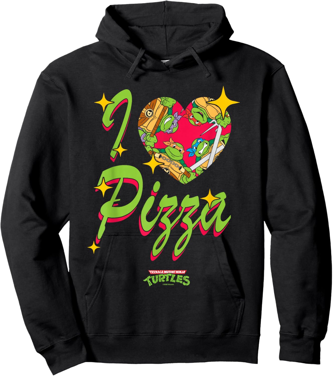 TMNT I Heart Pizza Retro Turtle Love Classic 90's Cartoon Hoodie - Hoodie | Black