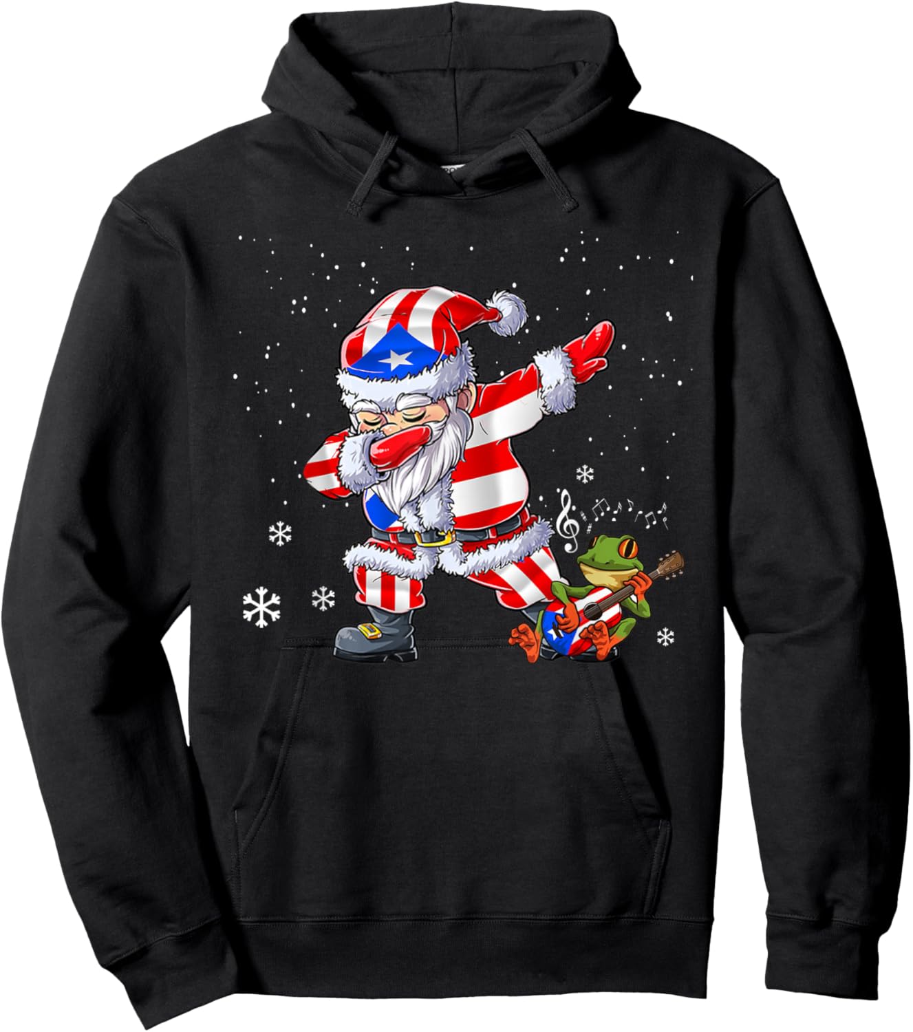 Dabbing Puerto Rico Santa Claus Christmas Boys Men Funny Dab Hoodie - Hoodie | Black