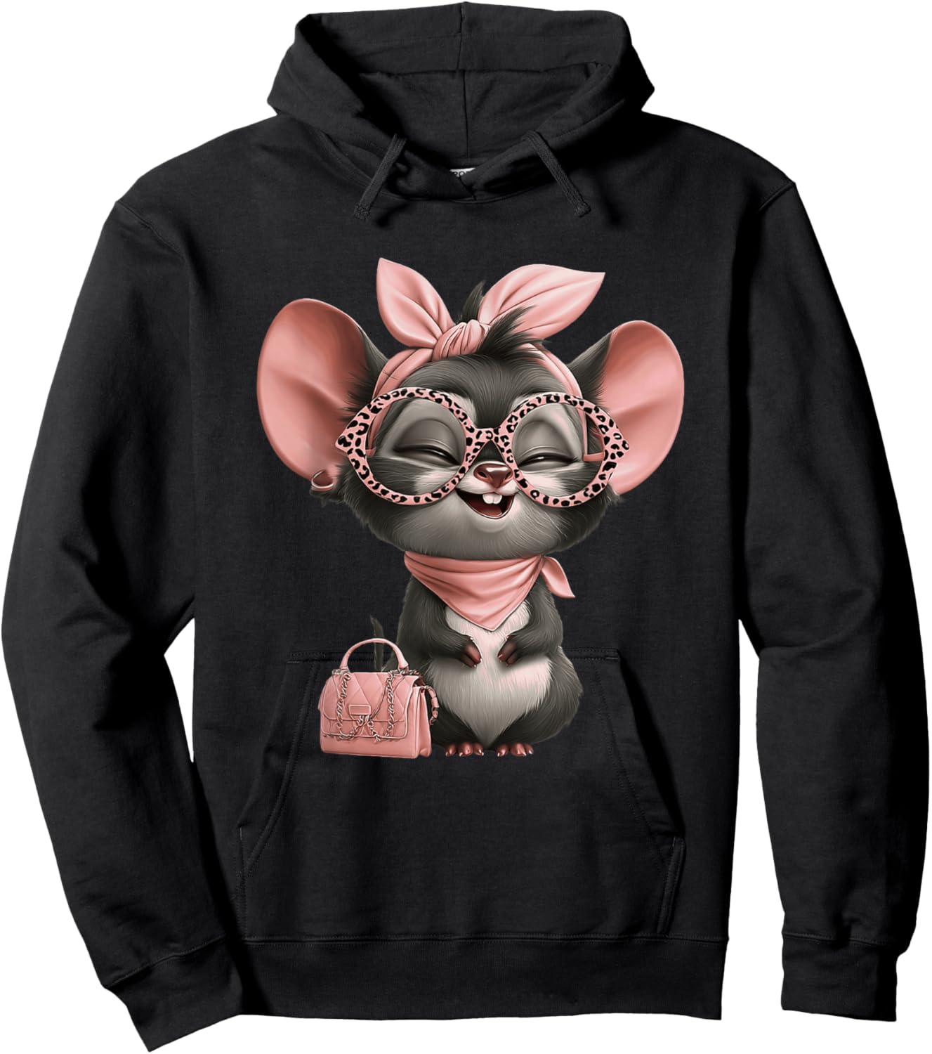 Niedliche Maus mit Brille, modisches Tierliebhaber-Design Hoodie - Hoodie | Black