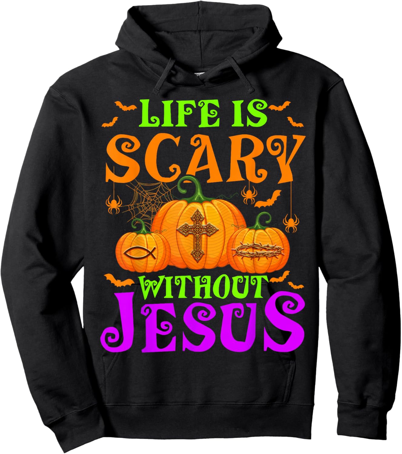 Life Is Scary Without Jesus Christian Halloween Hoodie - Hoodie | Black