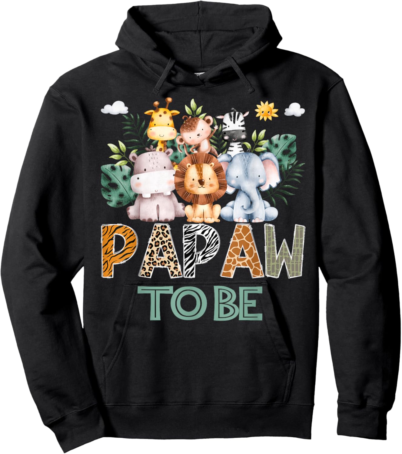 Soon To Be Papaw Jungle Animal Safari Gender Reveal Hoodie - Hoodie | Black