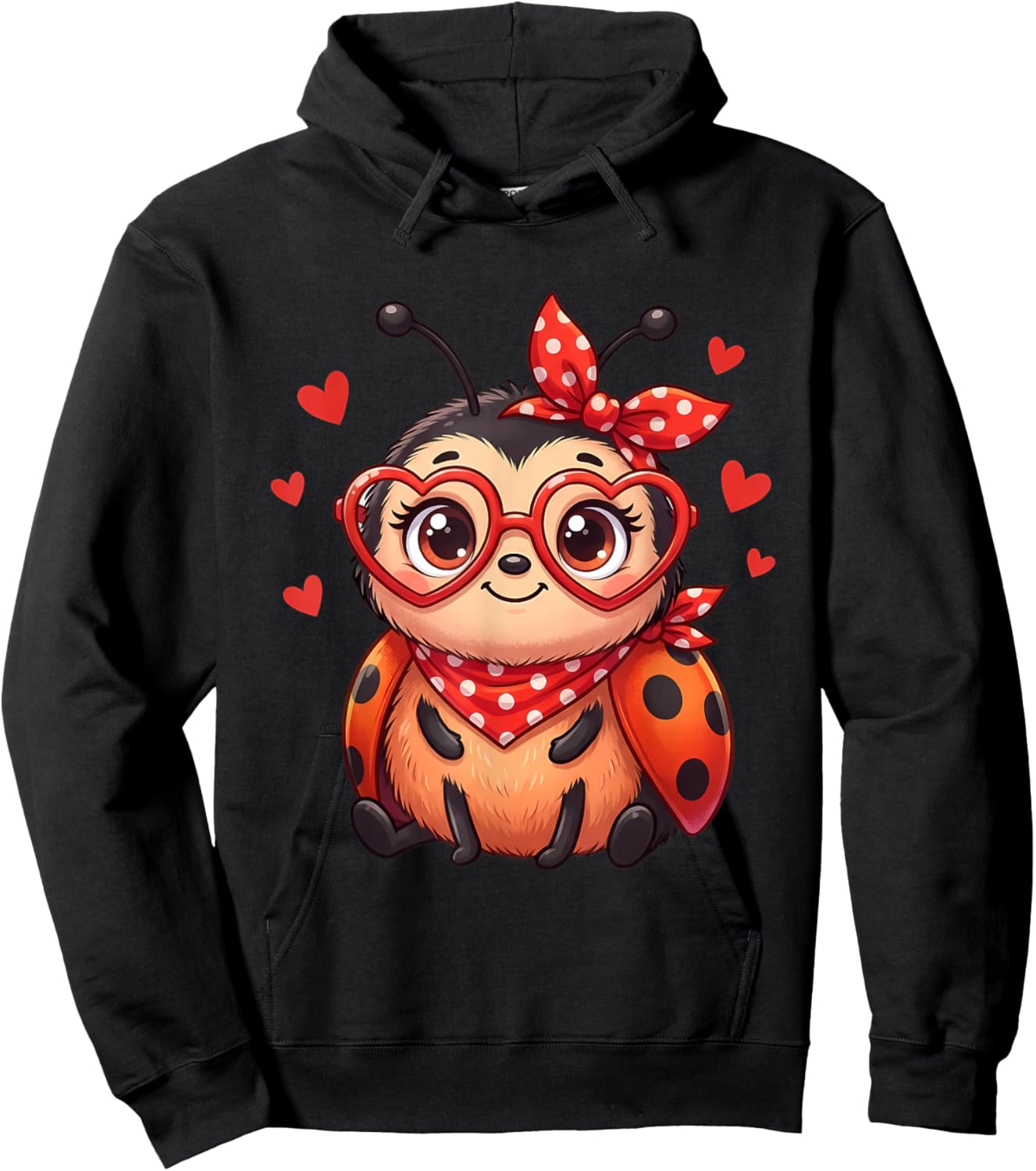 Cute Little Ladybird Hearts for Ladybird Lovers and Couples Hoodie - Hoodie | Black