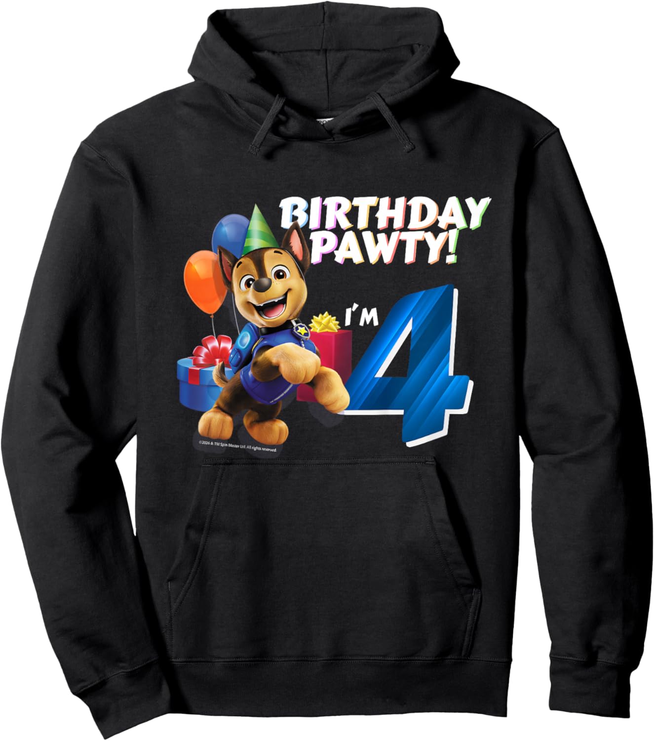 Official Paw Patrol Chase Birthday Party I'm 4 Hoodie - Hoodie | Black