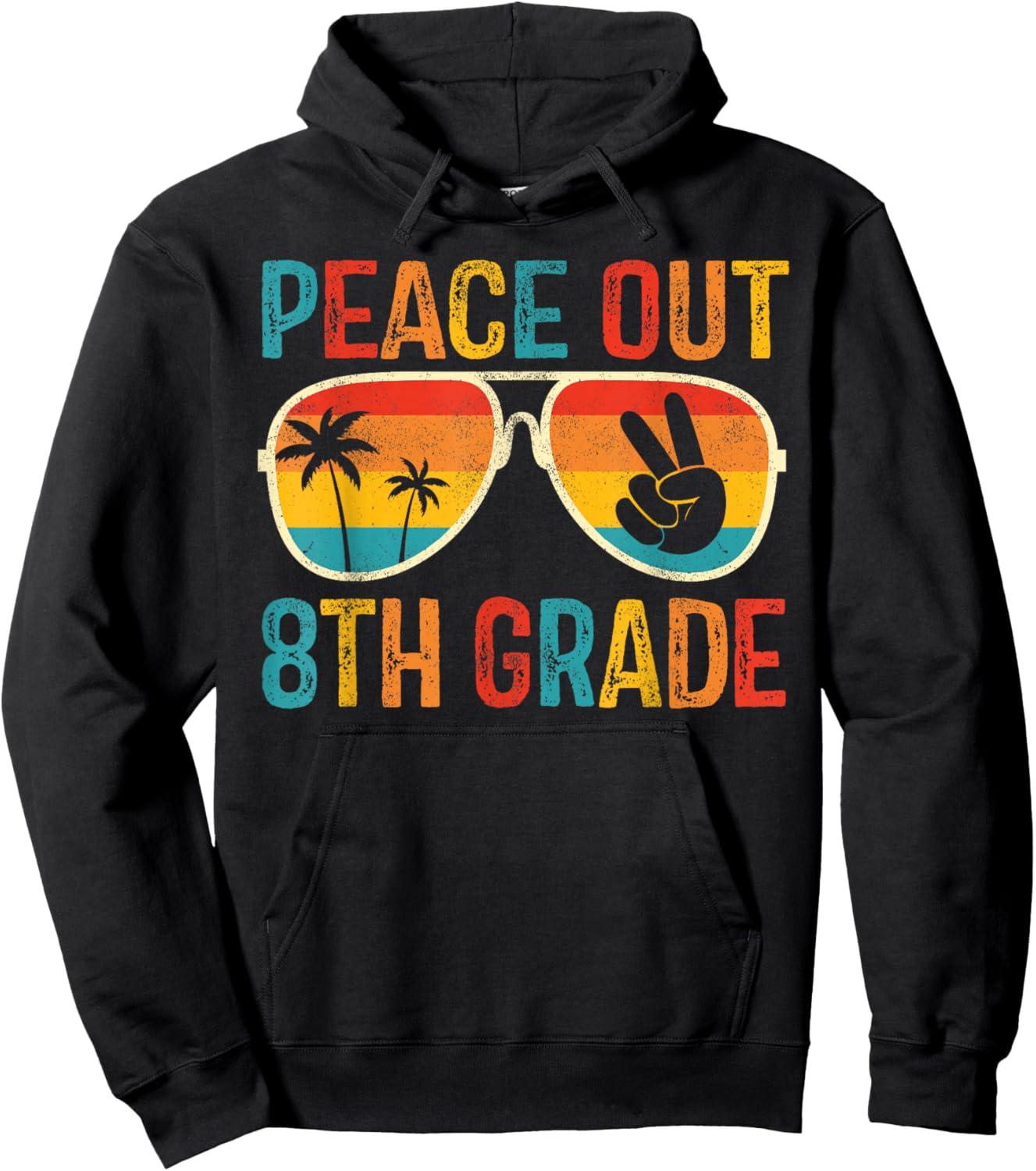 Peace Out 8th Grade Graduation Last Day School Eighth Grade Hoodie - Hoodie | Black