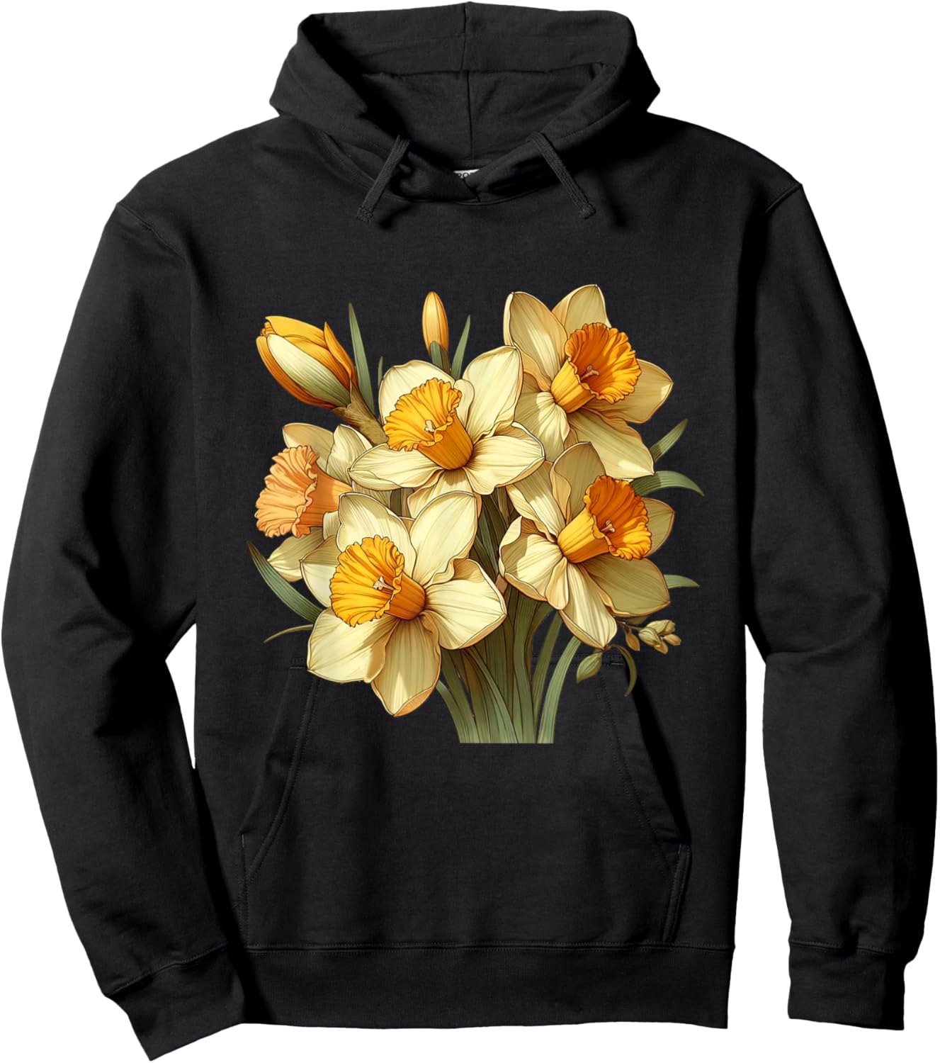 Yellow White Vintage Daffodil Flowers Gardeners Hoodie - Hoodie | Black