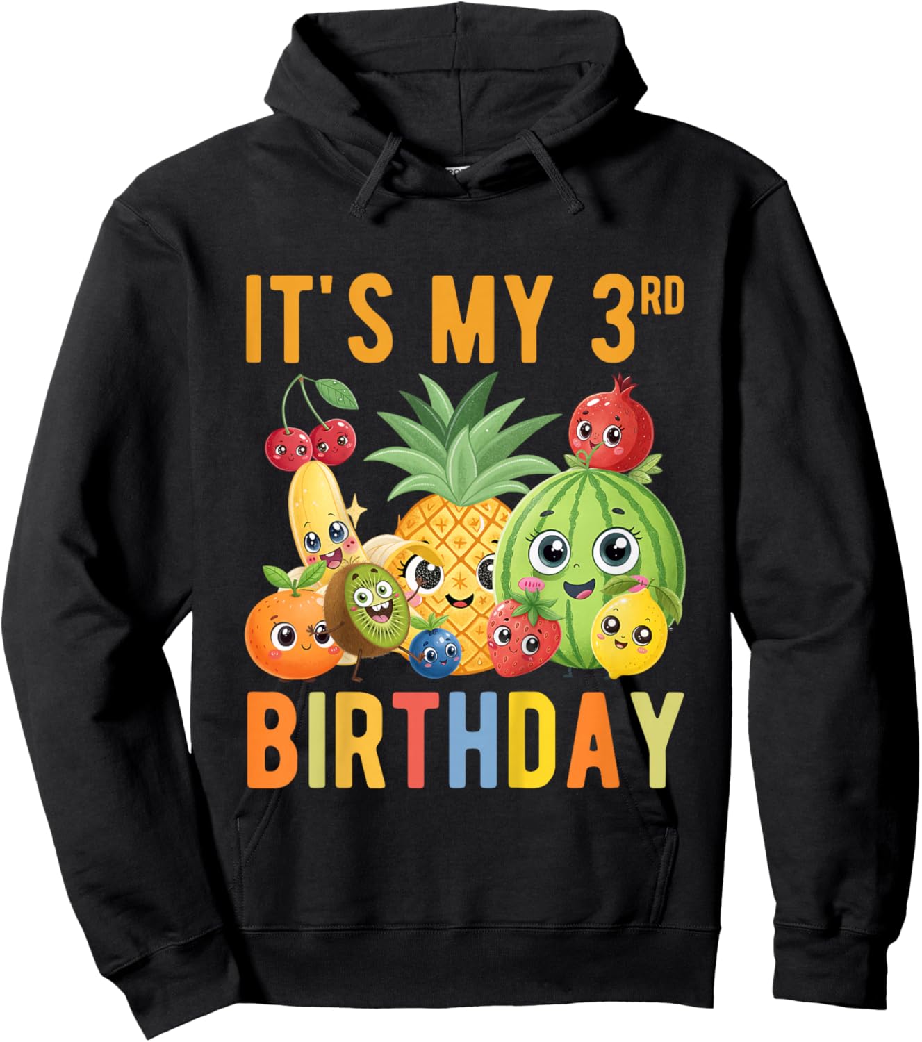 3 Year Old Fruit Birthday It's My 3rd Birthday Kids Hoodie - Hoodie | Black
