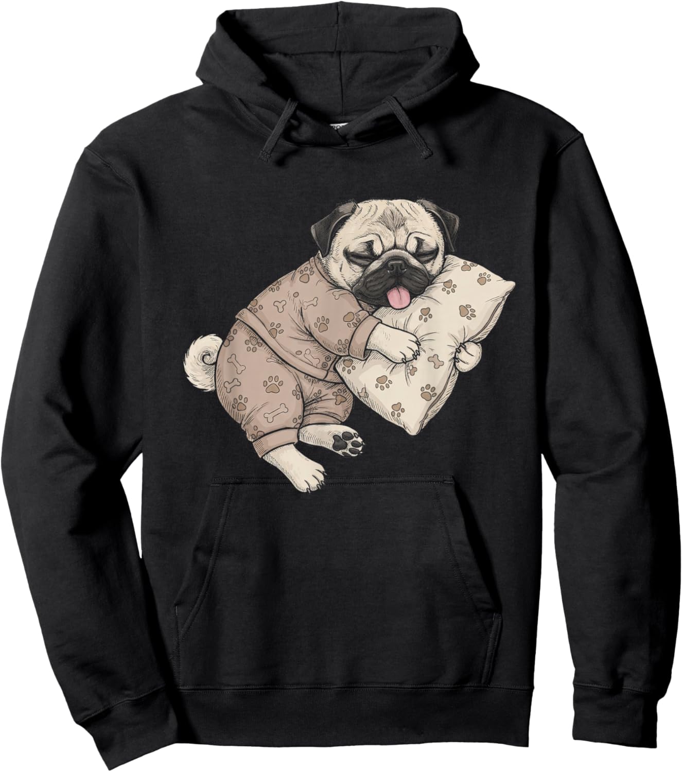 Funny Sleepy Pug Pajama Men Women Kids Hoodie - Hoodie | Black