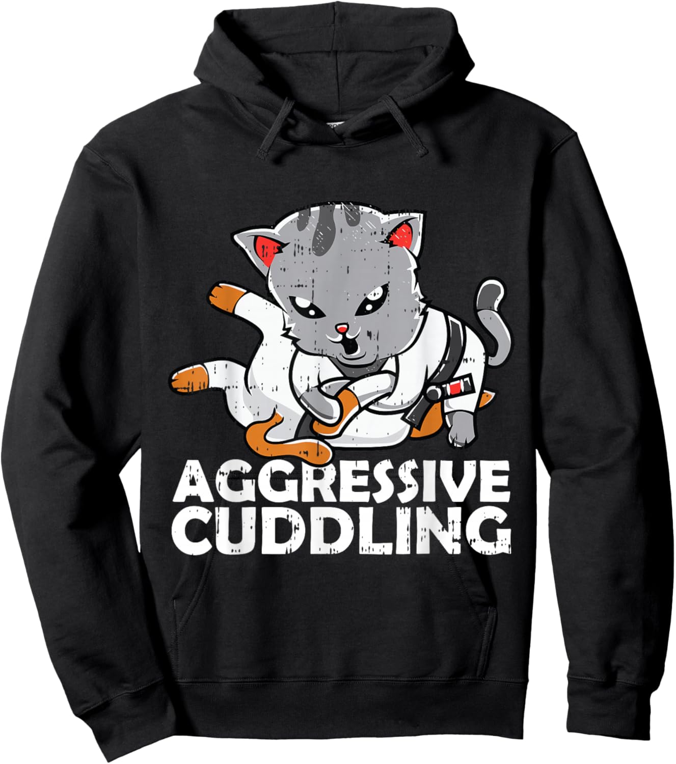 Aggressive Cuddling Jiu Jitsu Cat BJJ Martial Arts MMA Men Women Girls Kids Hoodie - Hoodie | Black