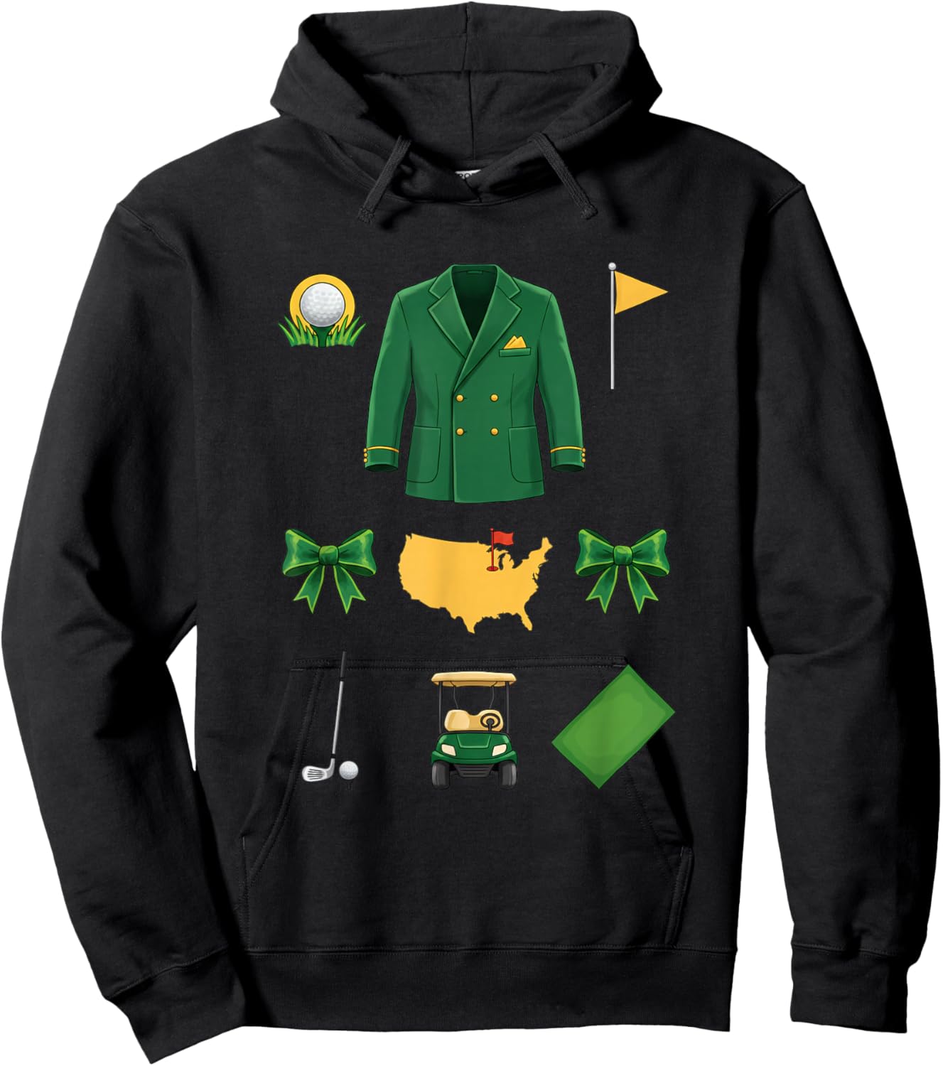 Masters Green Golf Icons Funny Golfing Hoodie - Hoodie | Black