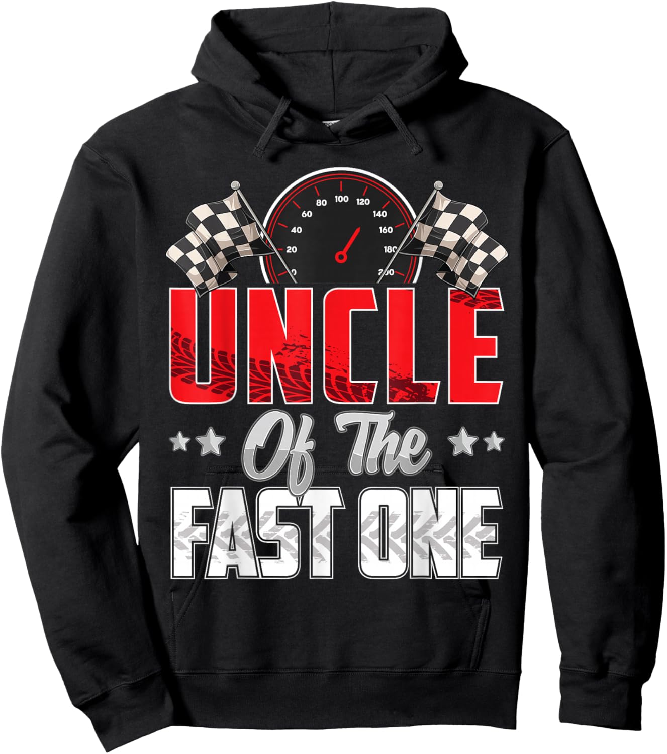 1 year old racing car fast one birthday 1st Family Uncle Hoodie - Hoodie | Black