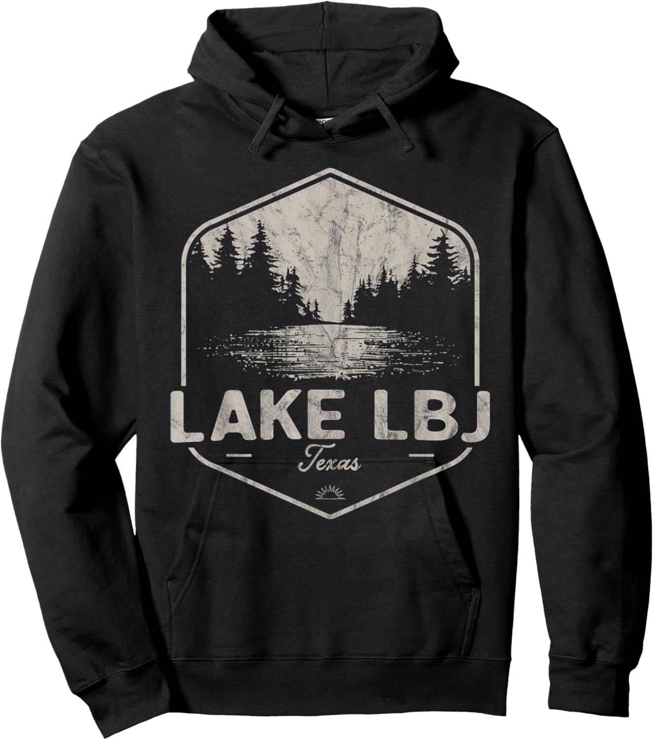 Lake LBJ Texas Outdoors Vintage Hoodie - Hoodie | Black