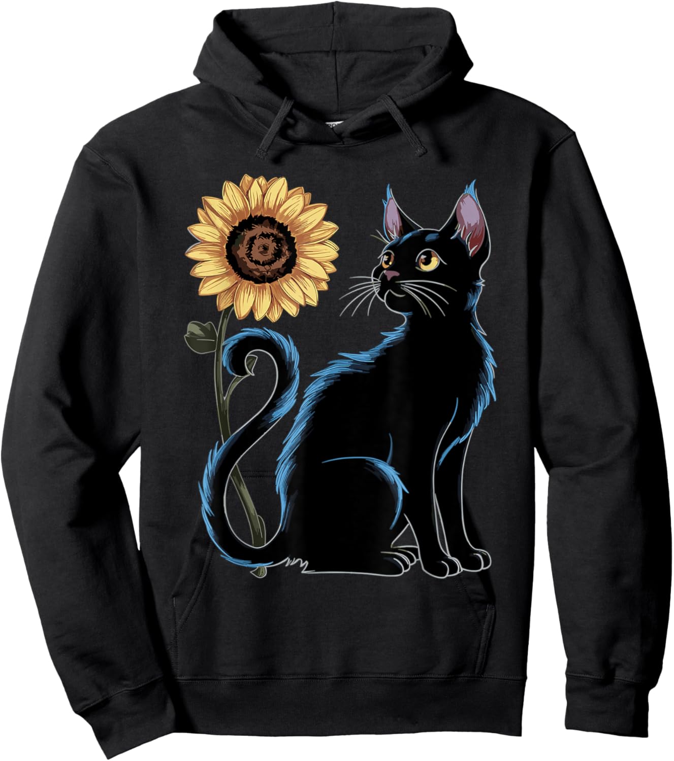 Cat Sunflower Lovers Cat Hoodie - Hoodie | Black
