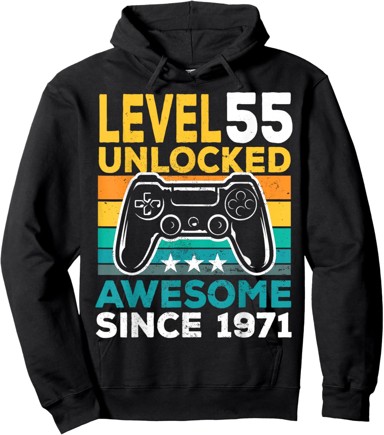 Level 55 Unlocked Awesome Since 1971 55th Birthday Gaming Hoodie - Hoodie | Black