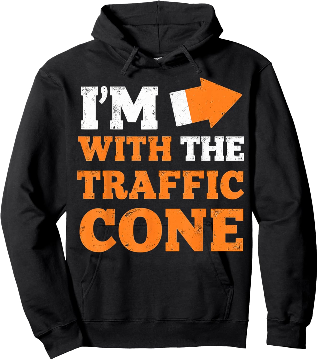 I'm With The Traffic Cone Funny Halloween Couple Hoodie - Hoodie | Black