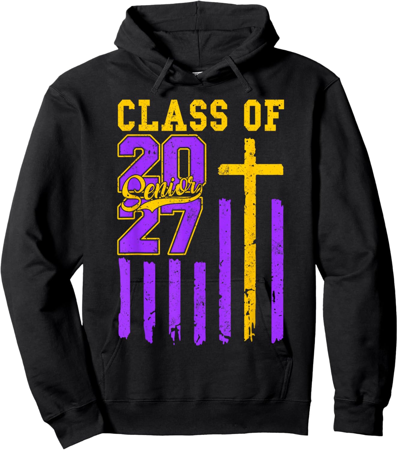 Senior Class of 2027 Christian American Flag 2027 Graduation Hoodie - Hoodie | Black