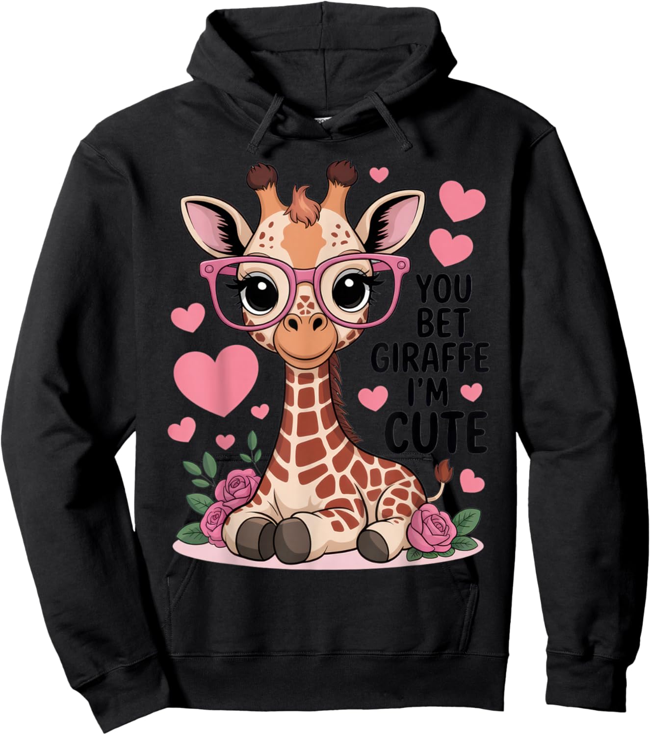 You Bet Giraffe I'm Cute Funny Animal Lovers for Kids Hoodie - Hoodie | Black