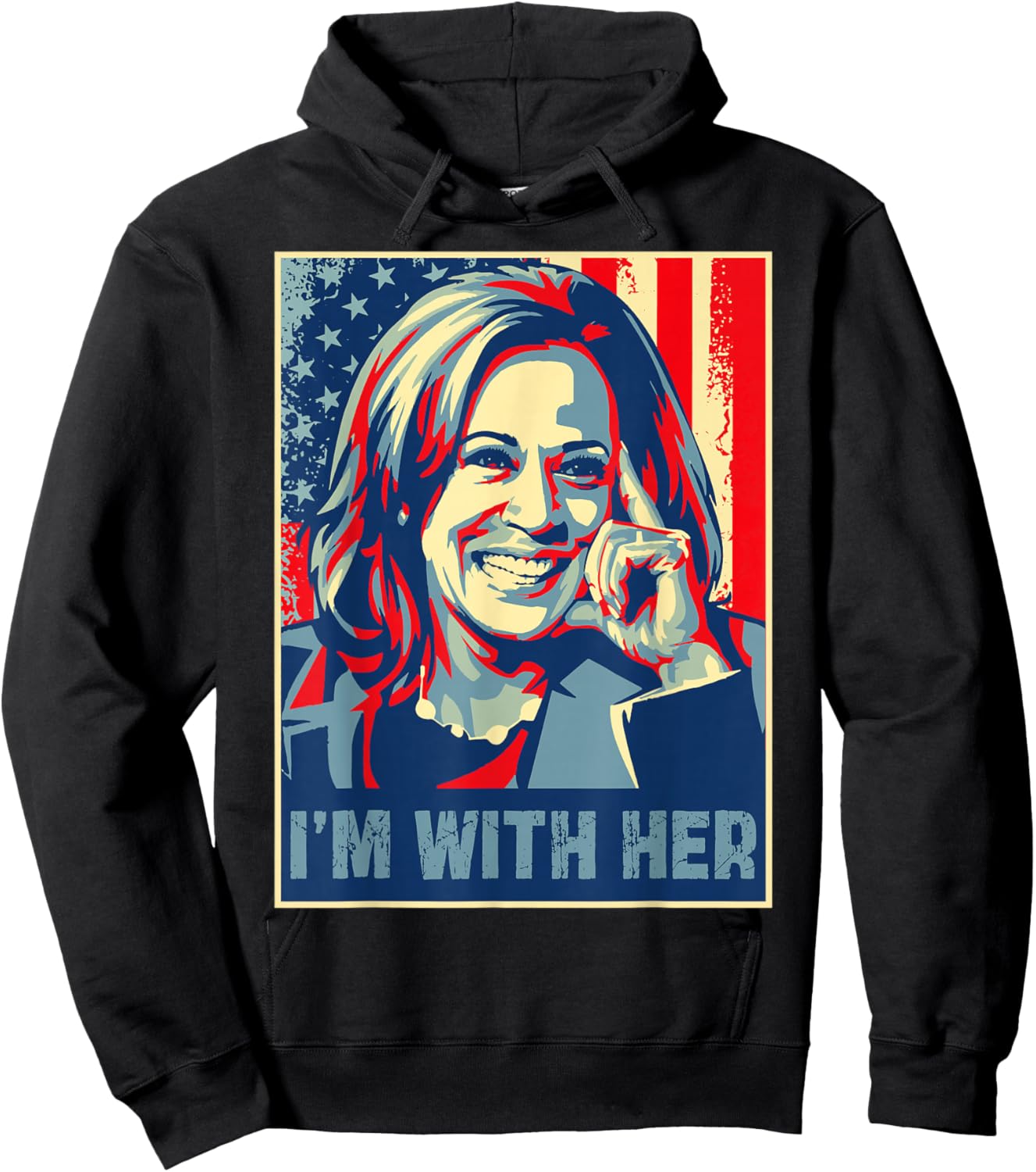 Retro I'm With Her Kamala Harris USA President Election 2028 Hoodie - Hoodie | Black