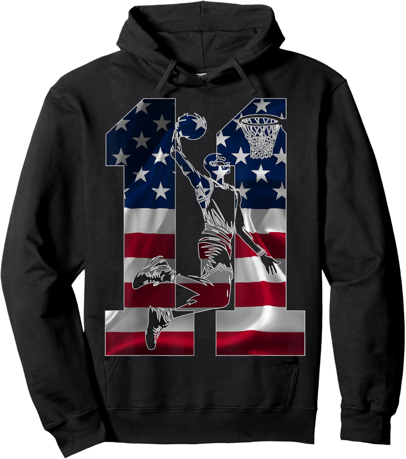 11 Years Number 11 Basketball 11th Birthday Hoodie - Hoodie | Black