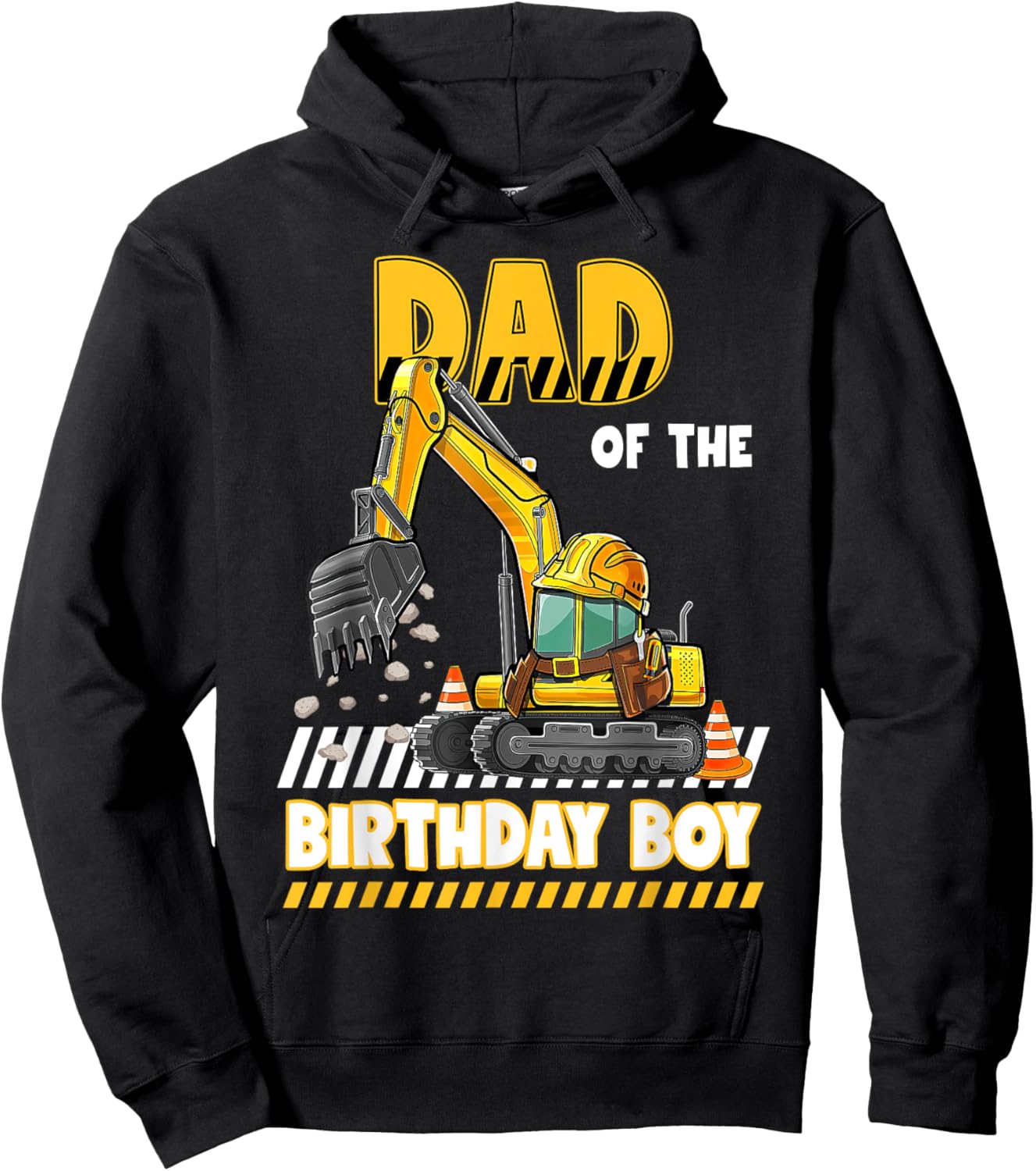 Dad Of The Birthday Boy Construction Excavator Family Hoodie - Hoodie | Black