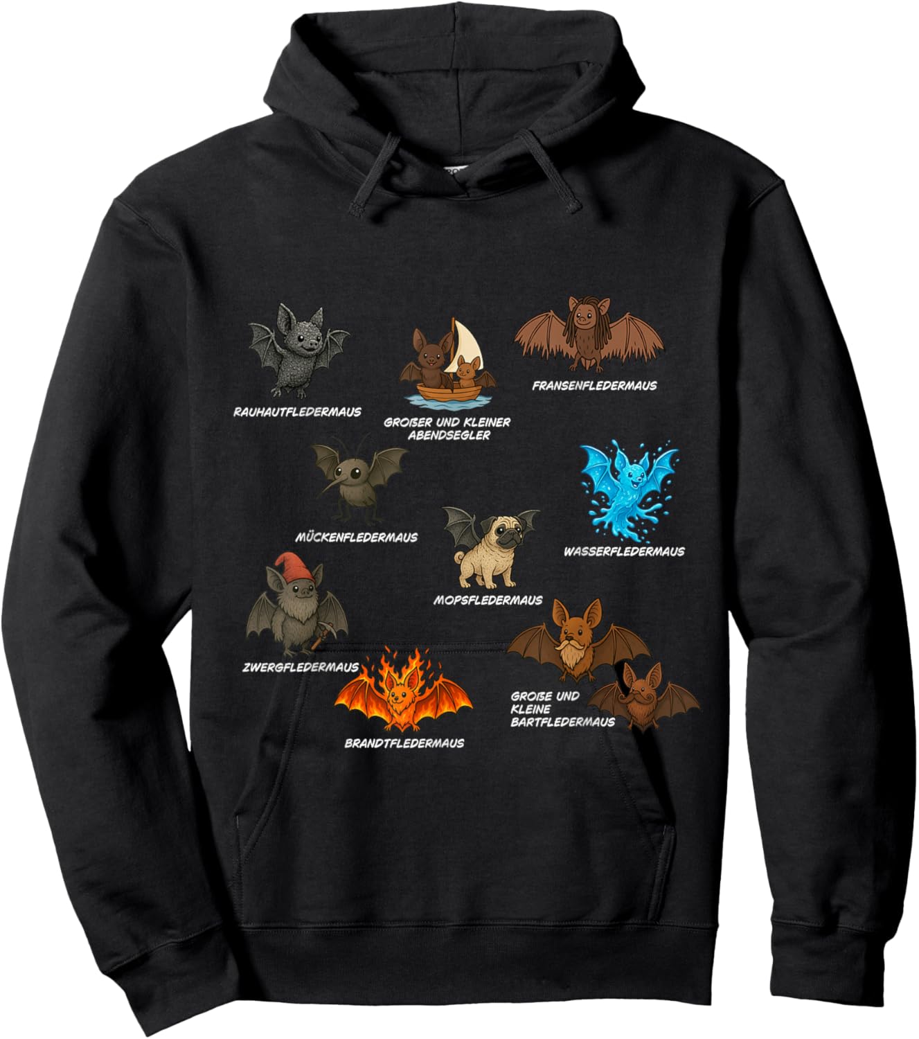 Bat Biologist Funny Word Joke Cute Funny Funny Hoodie - Hoodie | Black