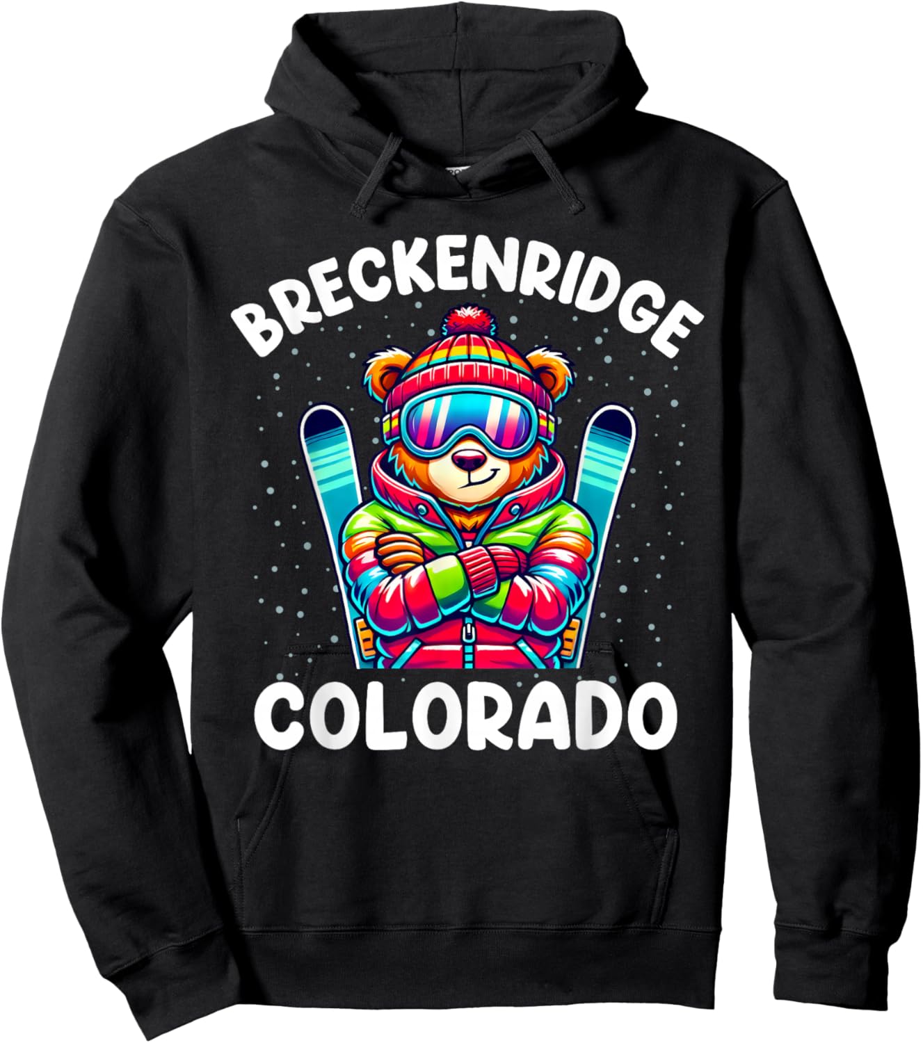 Breckenridge Colorado Ski Family Trip Cute Bear for Kids Hoodie - Hoodie | Black