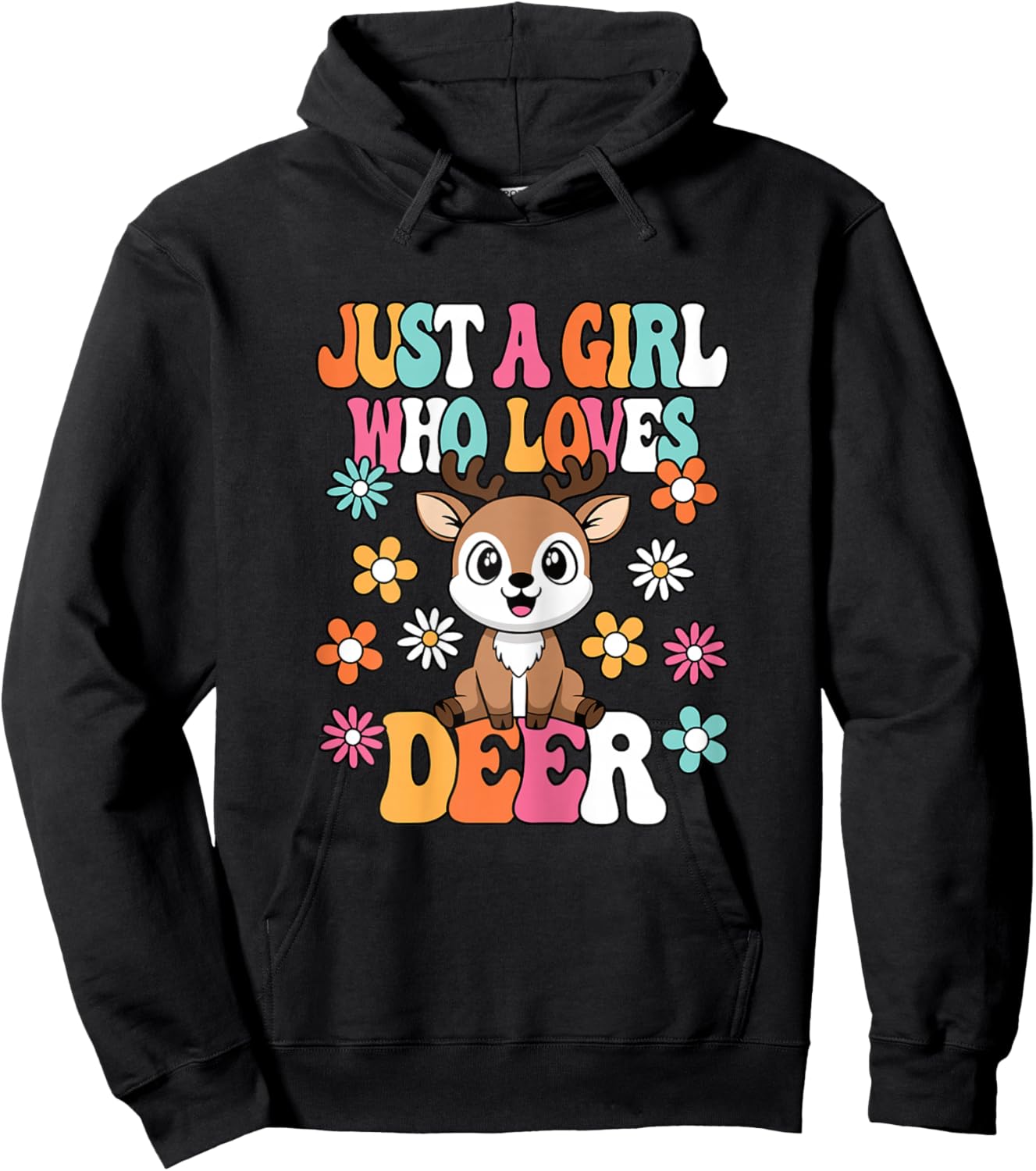 Just A Girl Who Loves Deer Cute Deer Lover Girls Kids Hoodie - Hoodie | Black