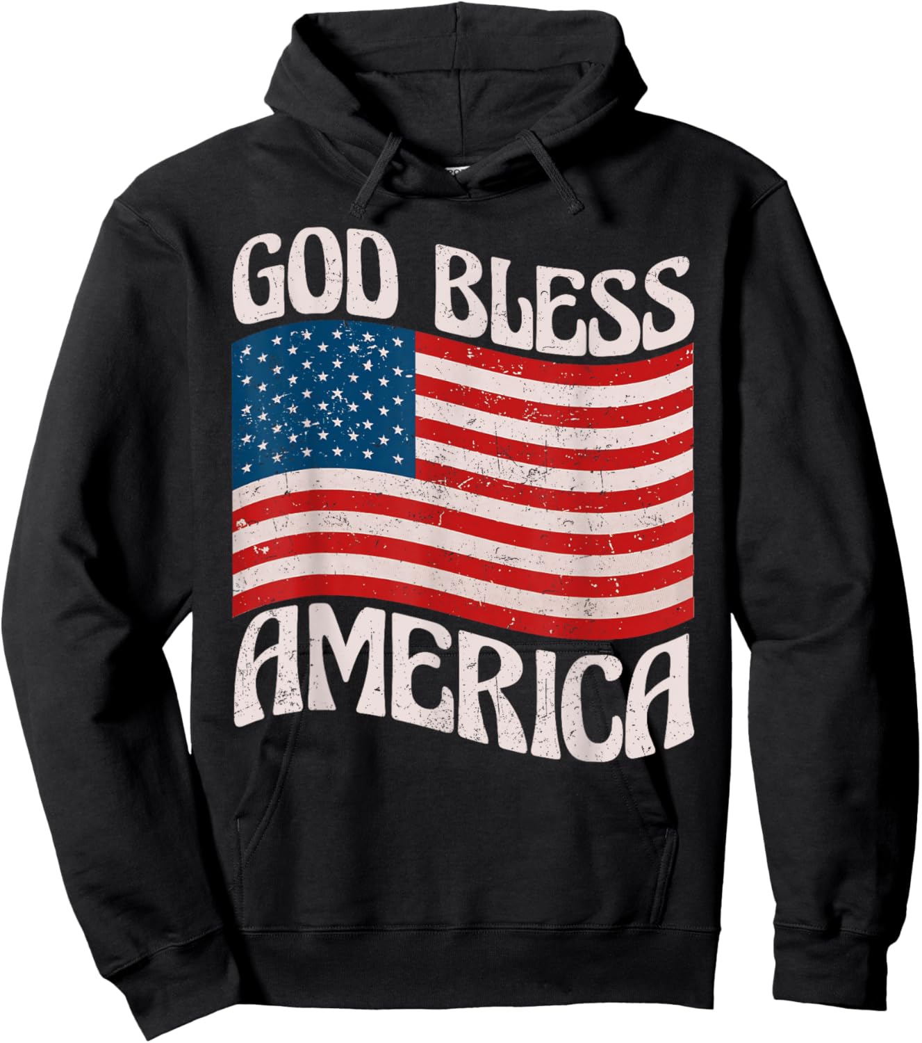 God Bless America Patriotic American Flag Happy 4th Of July Hoodie - Hoodie | Black