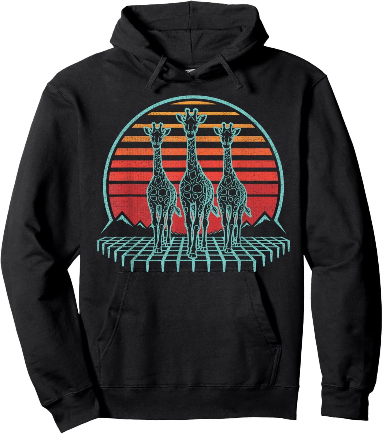 Giraffe Lover Animal Retro Vintage 80s Hoodie - Hoodie | Black