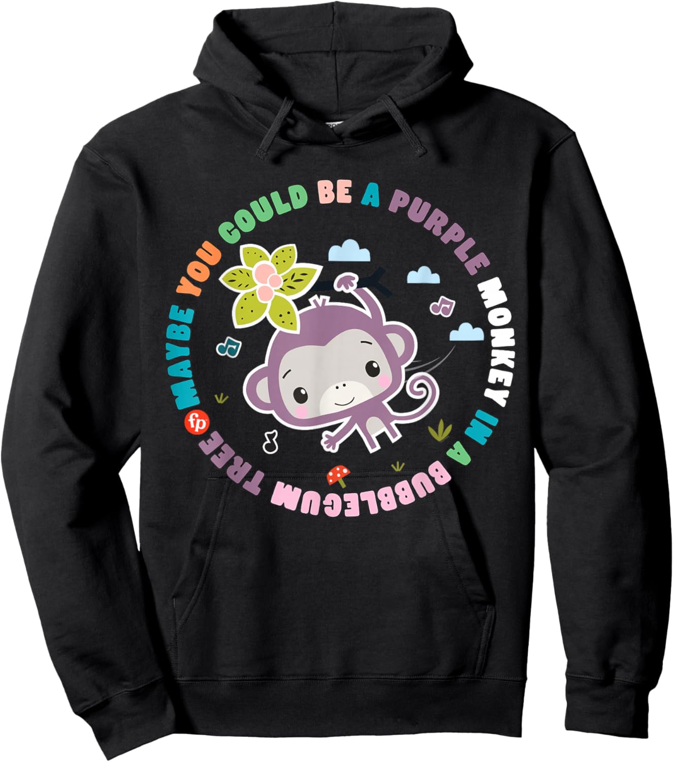 Fisher-Price Purple Monkey - Hanging Purple Monkey Hoodie - Hoodie | Black