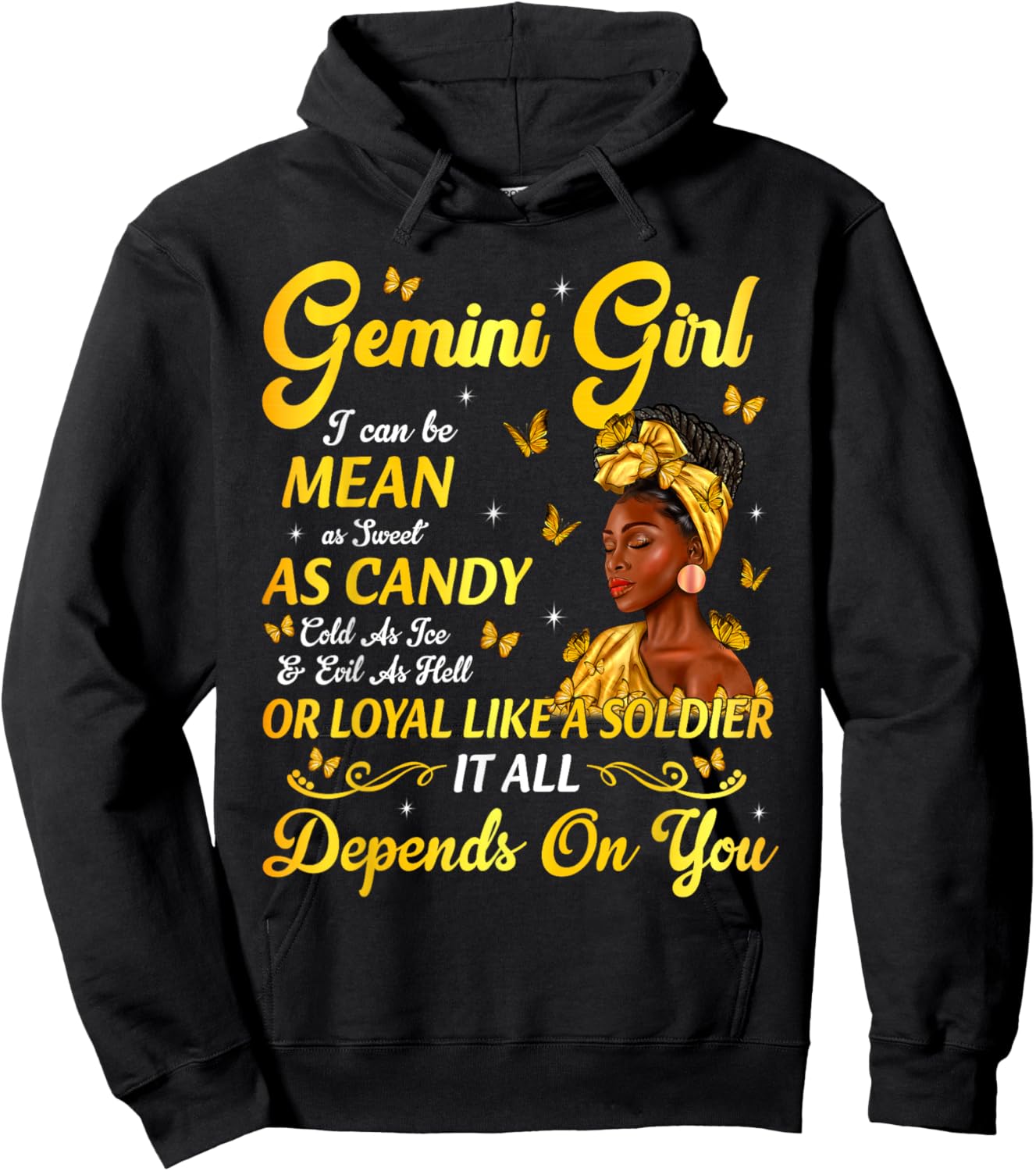 African American Birthday Black Women Gemini Girl Hoodie - Hoodie | Black