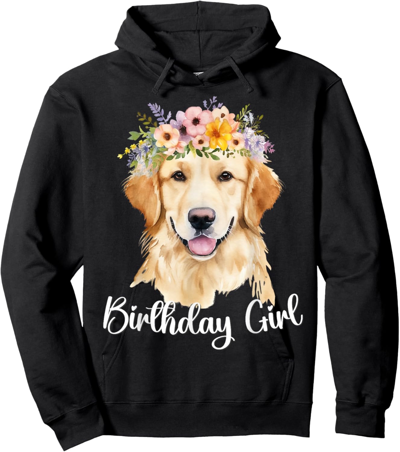 Dog Birthday Girl Golden Retriever Mom Birthday Party outfit Hoodie - Hoodie | Black