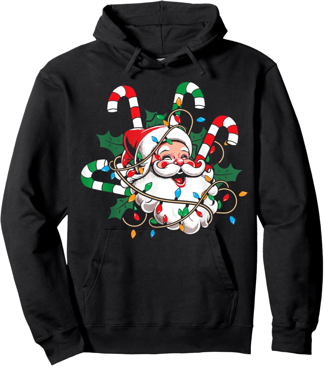 Vintage Christmas Santa Claus Candy Cane Retro Xmas Costume Hoodie - Hoodie | Black
